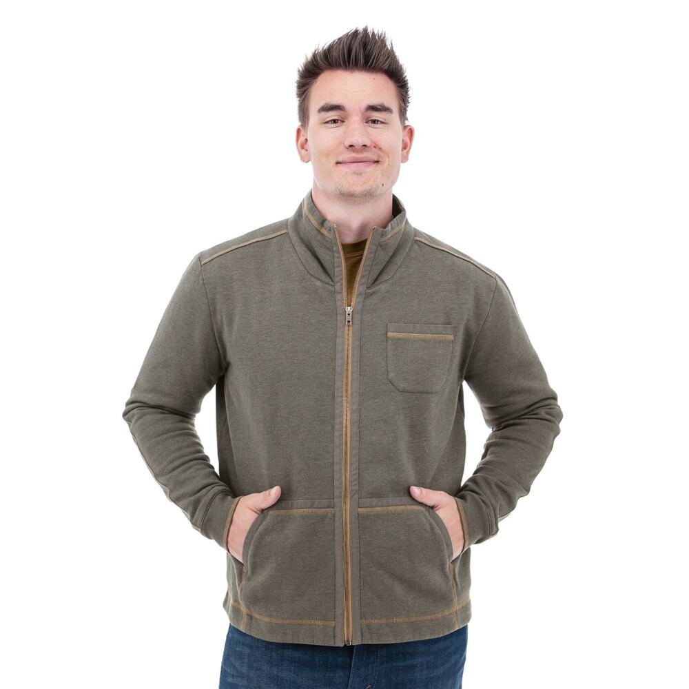 Old Ranch Men’s LARGE WAYLEN FLEECE Jacket Organic Cotton Zip Up Grey NEW $85